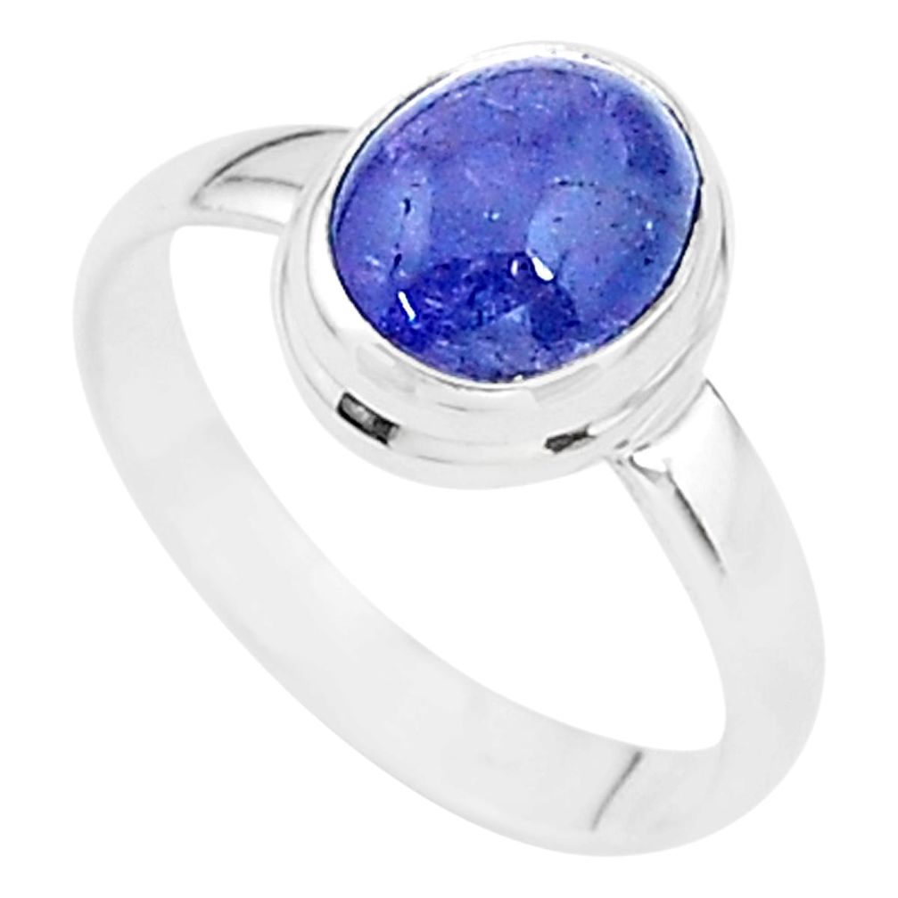 925 sterling silver 3.11cts solitaire natural blue tanzanite ring size 7 t14863