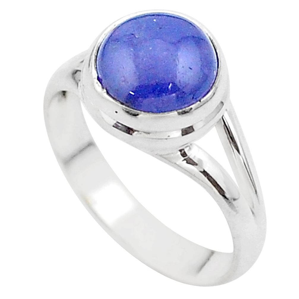 925 sterling silver 4.60cts solitaire natural blue tanzanite ring size 7 t44720