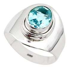 925 sterling silver 3.01cts solitaire natural blue topaz oval ring size 6 t67524