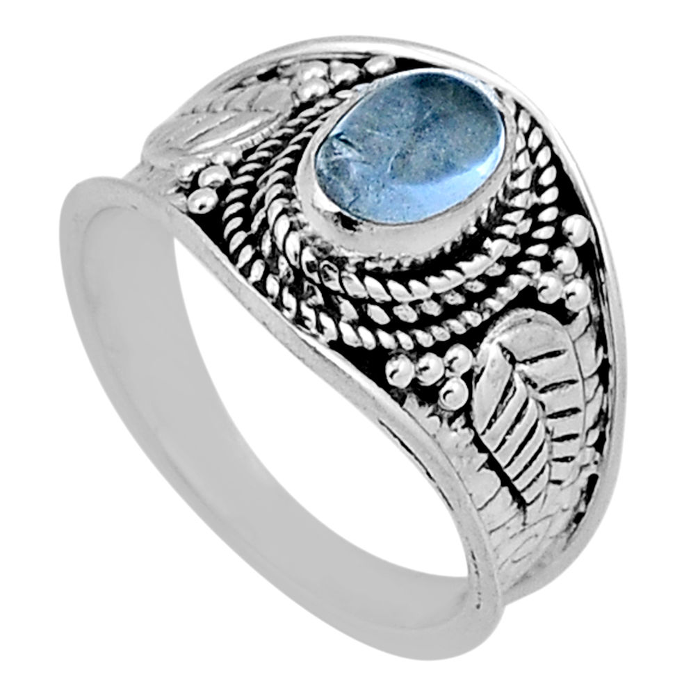 925 sterling silver 1.41cts solitaire natural blue topaz ring size 6.5 n42900