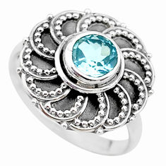 925 sterling silver 1.01cts solitaire natural blue topaz ring size 7 t19989