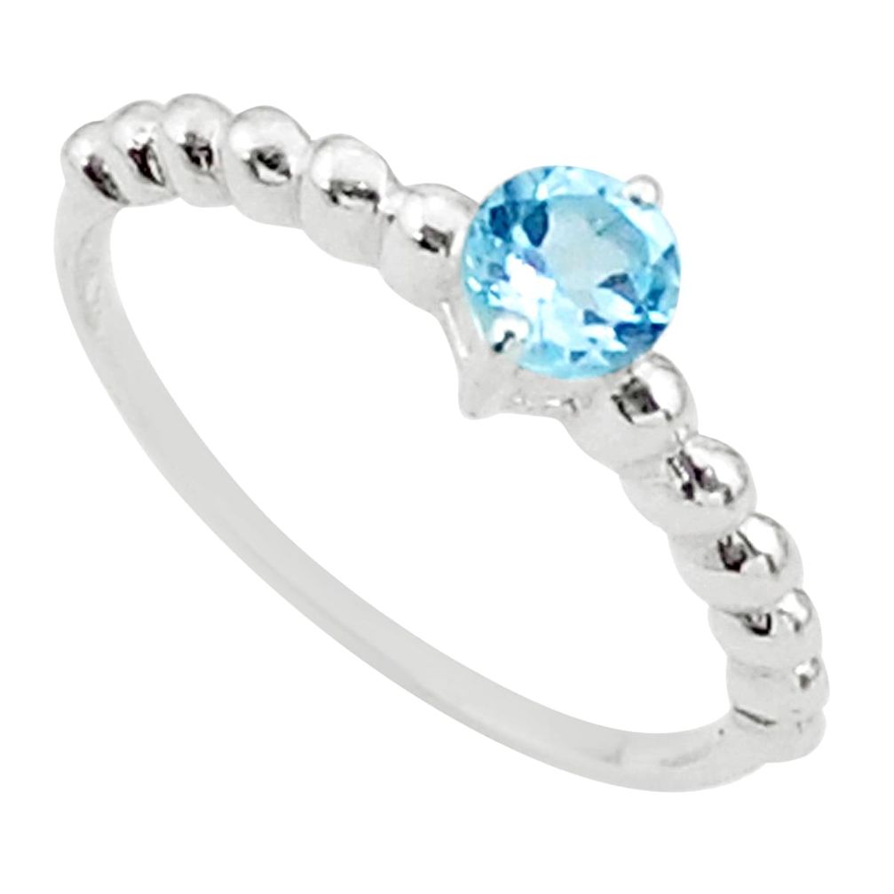 925 sterling silver 0.85cts solitaire natural blue topaz ring size 7 t36451