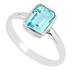 925 sterling silver 2.05cts solitaire natural blue topaz ring size 7 t66693