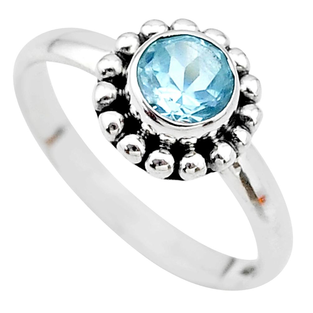 925 sterling silver 1.07cts solitaire natural blue topaz ring size 8.5 t19953