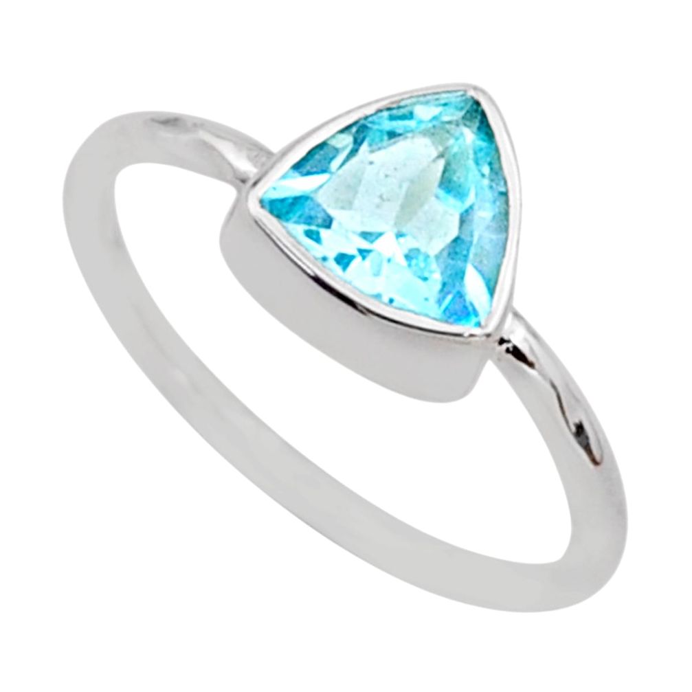 925 sterling silver 2.70cts solitaire natural blue topaz ring size 8.5 t78547