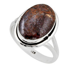 925 sterling silver 6.50cts solitaire natural brown bronzite ring size 6.5 n5237