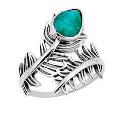 925 sterling silver 1.99cts solitaire natural emerald feather ring size 7 n54795