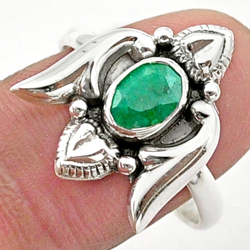 925 sterling silver 1.46cts solitaire natural emerald heart ring size 9 t40730