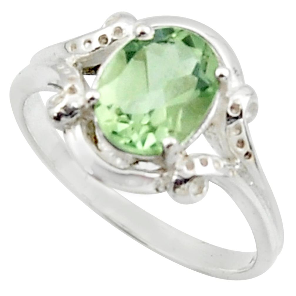 925 sterling silver 3.25cts solitaire natural green amethyst ring size 7 r40687