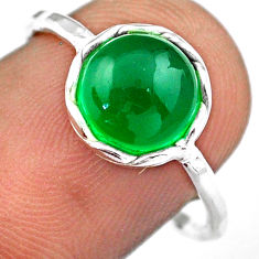 925 sterling silver 3.12cts solitaire natural green chalcedony ring size 7 u9134