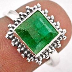 925 sterling silver 3.32cts solitaire natural green emerald ring size 7 t87843
