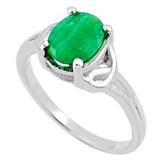 925 sterling silver 2.10cts solitaire natural green emerald ring size 8 u20174