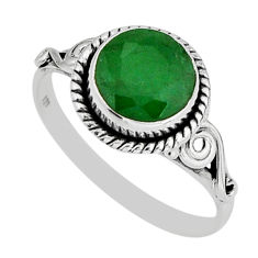 925 sterling silver 3.03cts solitaire natural green emerald ring size 8 y77008