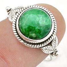 925 sterling silver 4.24cts solitaire natural green emerald ring size 7.5 u55607