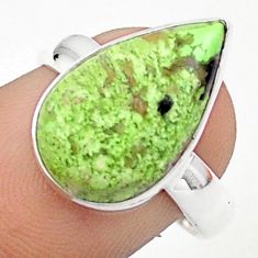 925 sterling silver 8.73cts solitaire natural green Gaspeite ring size 8 u12487