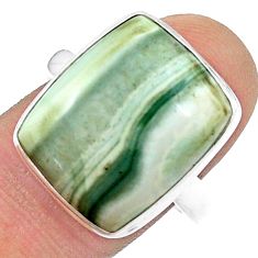 925 sterling silver 15.47cts solitaire natural green opal ring size 10 u47674