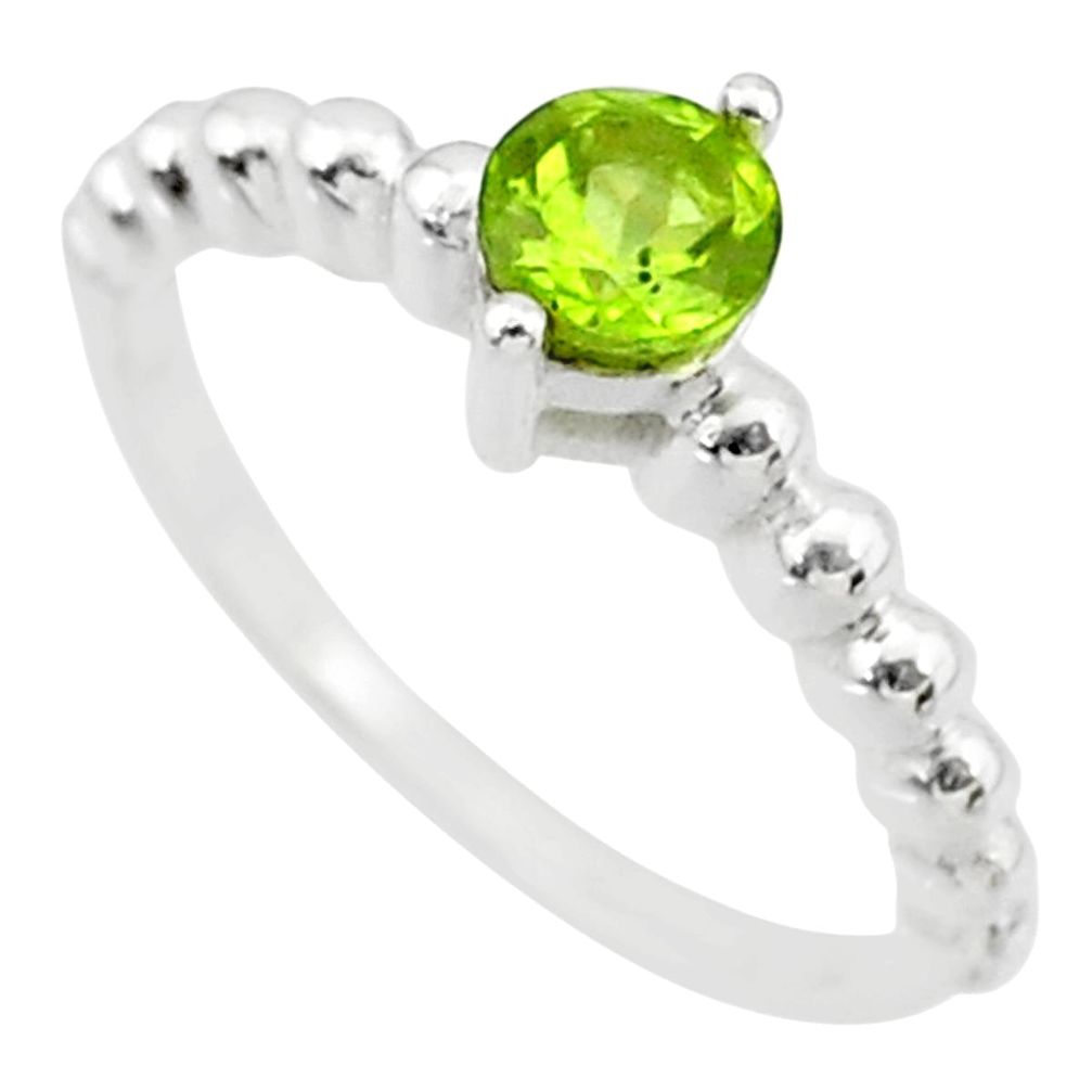 925 sterling silver 0.99cts solitaire natural green peridot ring size 6 r87214