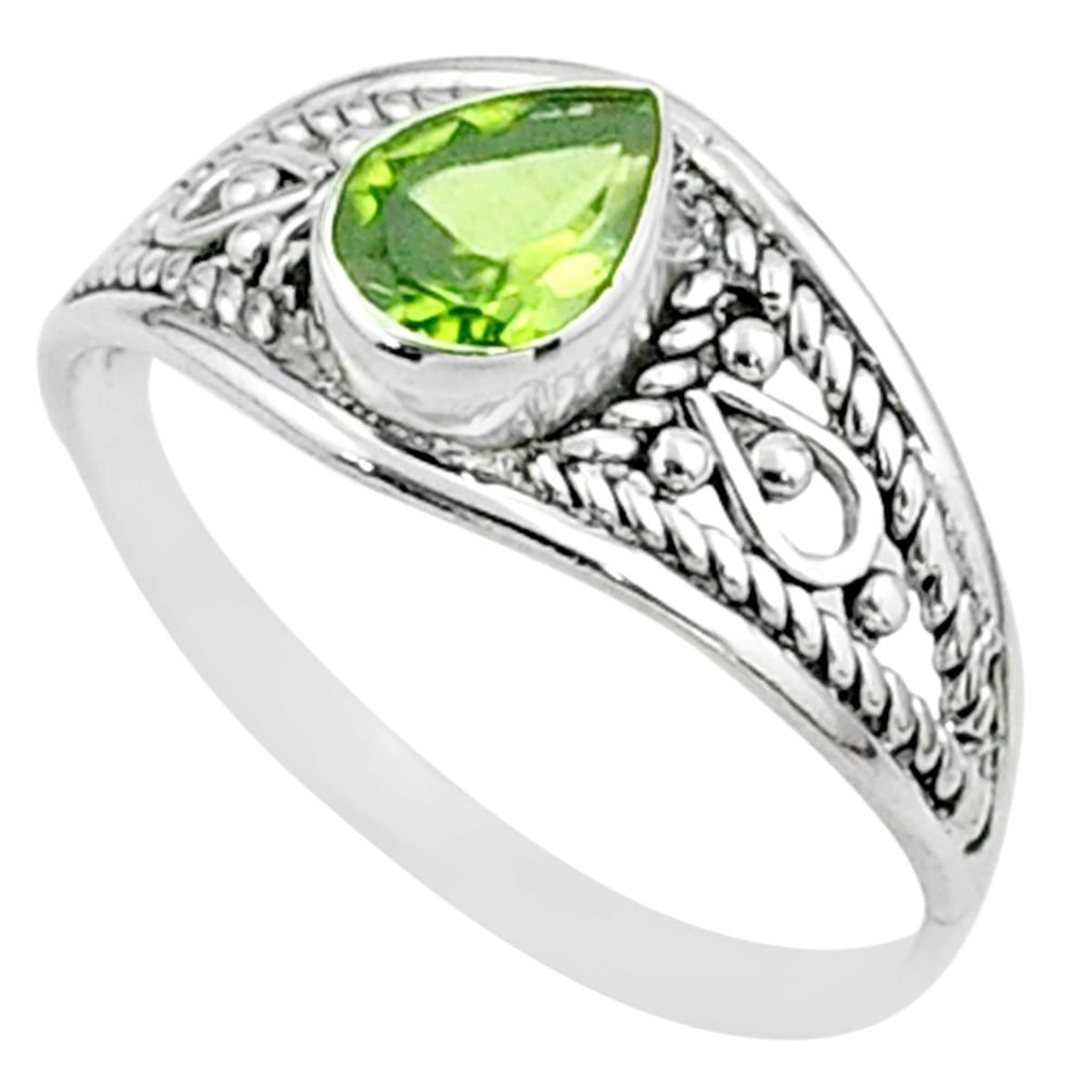 925 sterling silver 1.57cts solitaire natural green peridot ring size 6 t51924