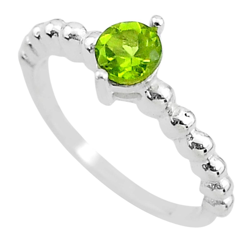 925 sterling silver 0.81cts solitaire natural green peridot ring size 7 t3378