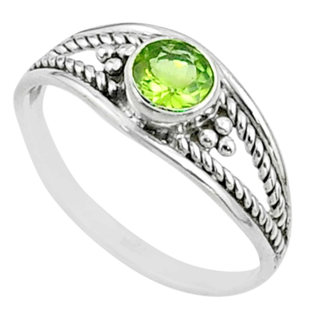 925 sterling silver 0.82cts solitaire natural green peridot ring size 7 t51996