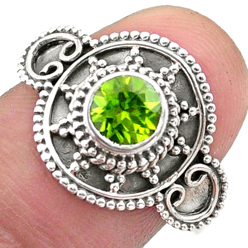 925 sterling silver 1.21cts solitaire natural green peridot ring size 8 t46195