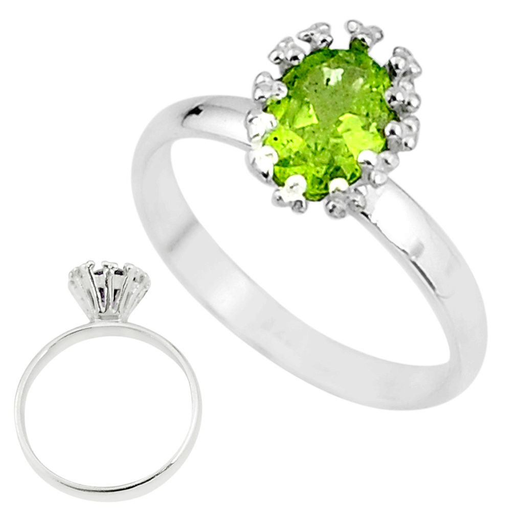 925 sterling silver 2.22cts solitaire natural green peridot ring size 8 t7232