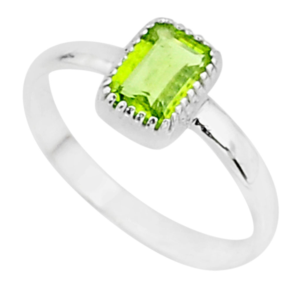 925 sterling silver 1.43cts solitaire natural green peridot ring size 8 t7398