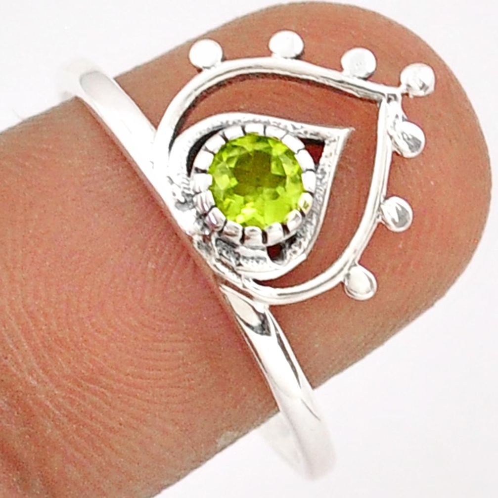 925 sterling silver 0.37cts solitaire natural green peridot ring size 7.5 t83973