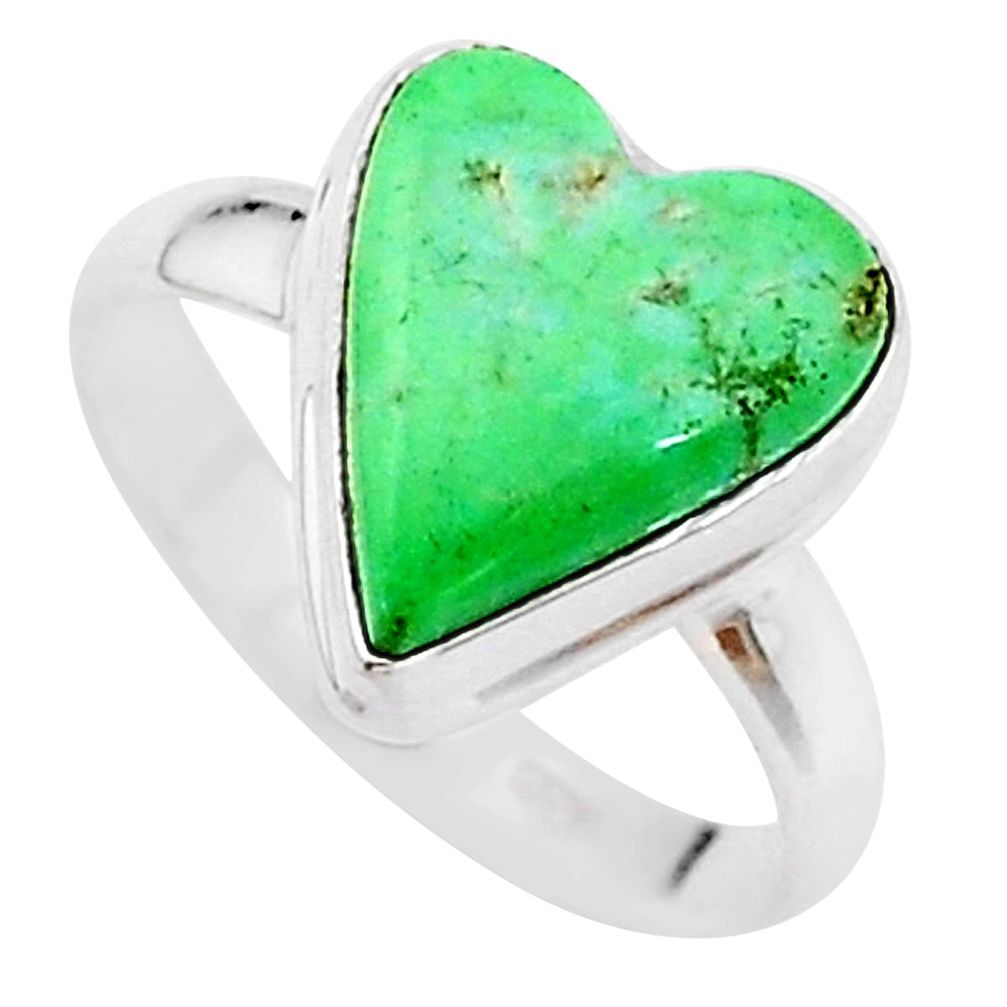 925 sterling silver 7.00cts solitaire natural green variscite ring size 8 t15608