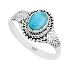 925 sterling silver 1.63cts solitaire natural larimar leaf ring size 6.5 y64204