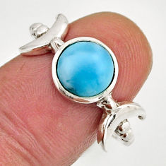925 sterling silver 3.05cts solitaire natural larimar moon ring size 8.5 n7843