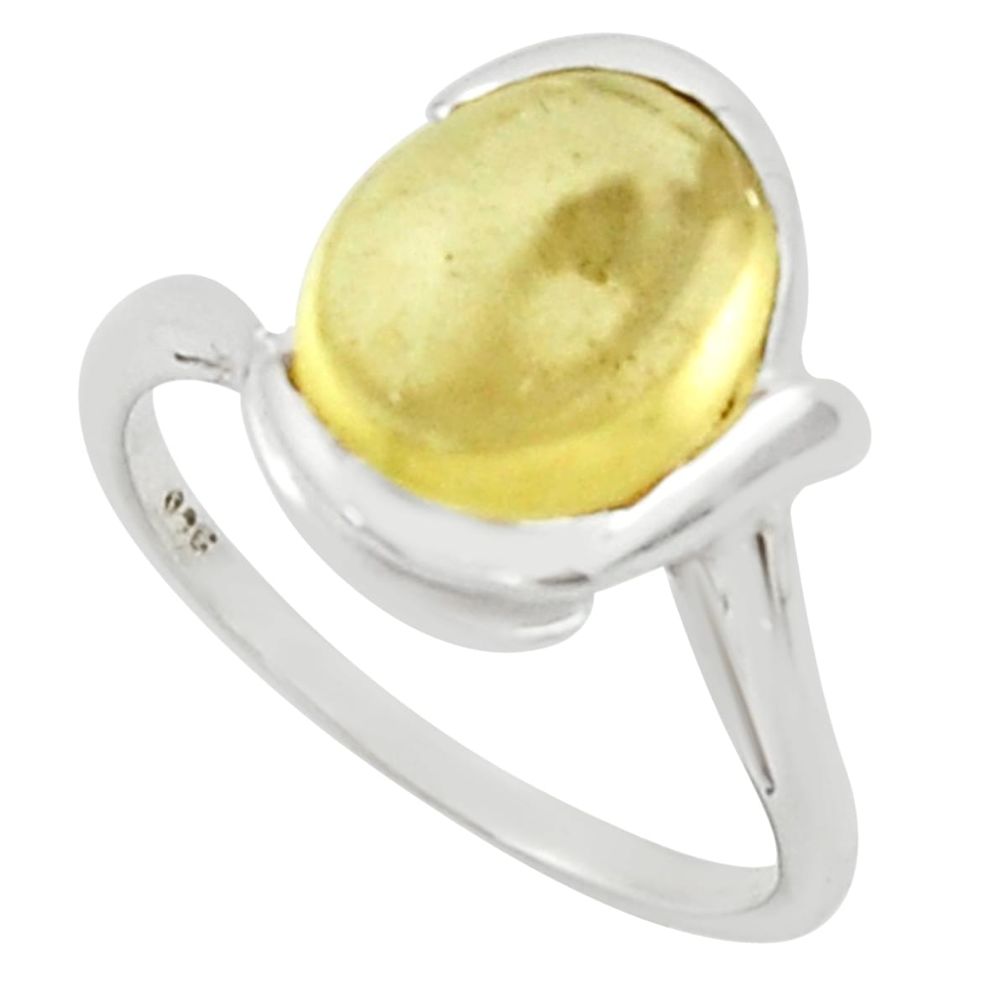 925 sterling silver 5.11cts solitaire natural lemon topaz ring size 7.5 r40811