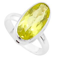 925 sterling silver 8.18cts solitaire natural lemon topaz ring size 10 t61579