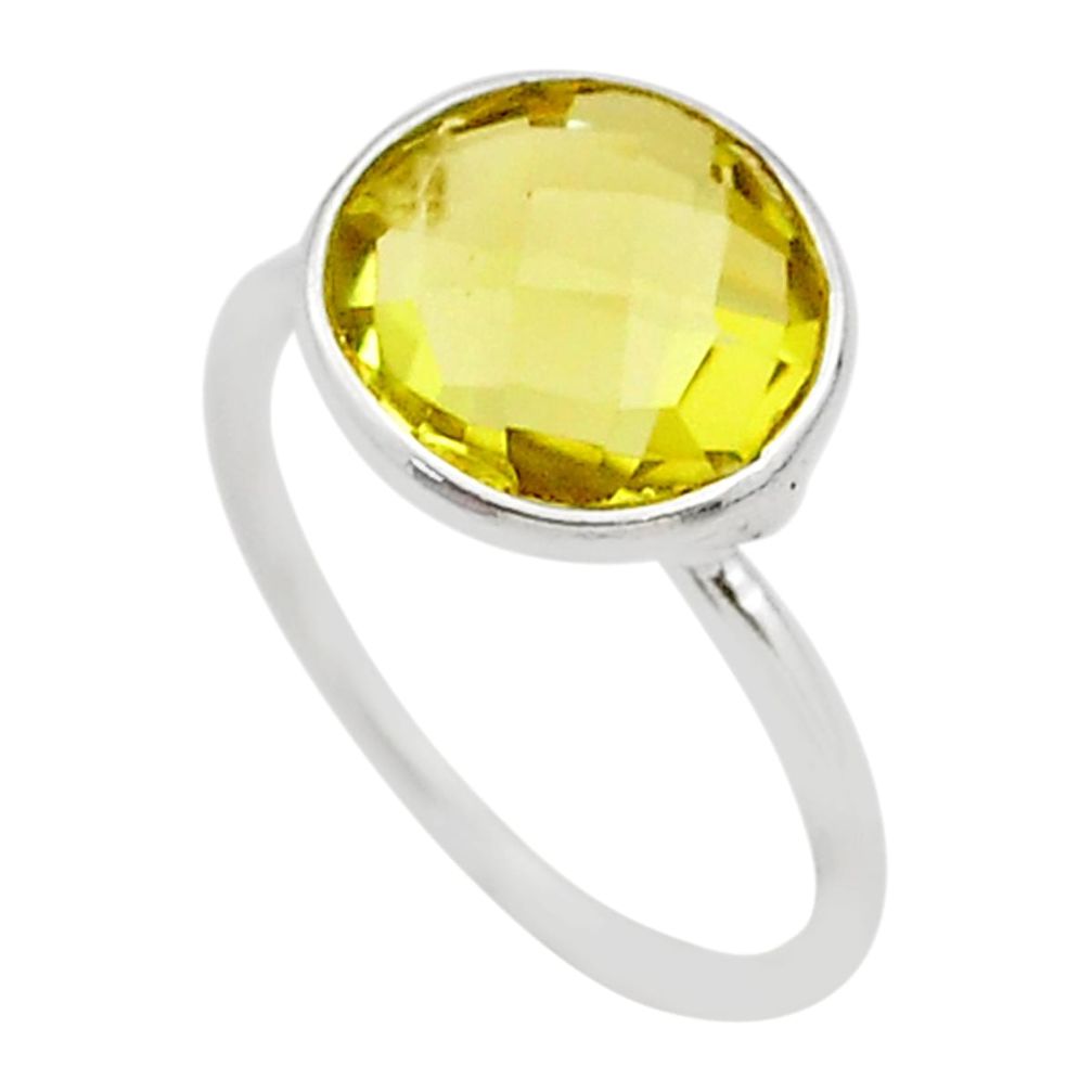 925 sterling silver 4.60cts solitaire natural lemon topaz ring size 6 t70633