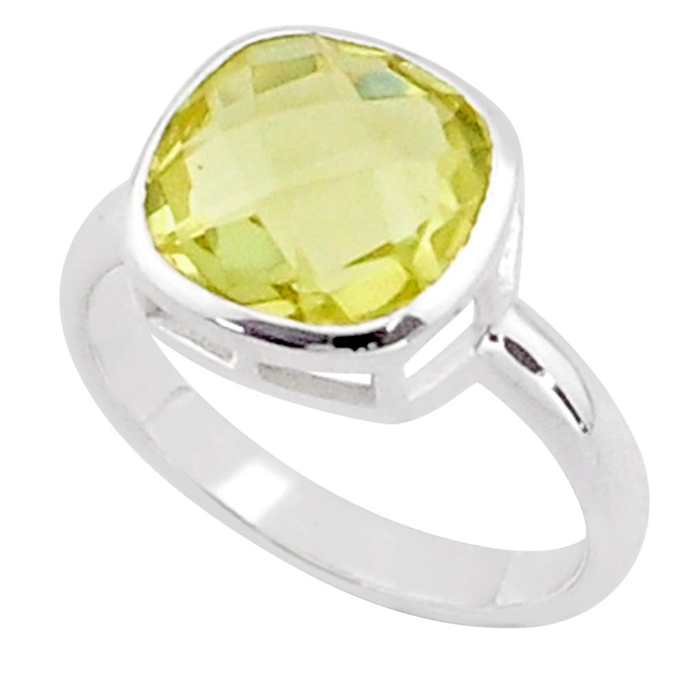 925 sterling silver 5.22cts solitaire natural lemon topaz ring size 7 t85013