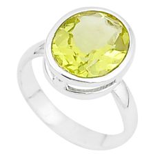 925 sterling silver 5.05cts solitaire natural lemon topaz ring size 8 u27940