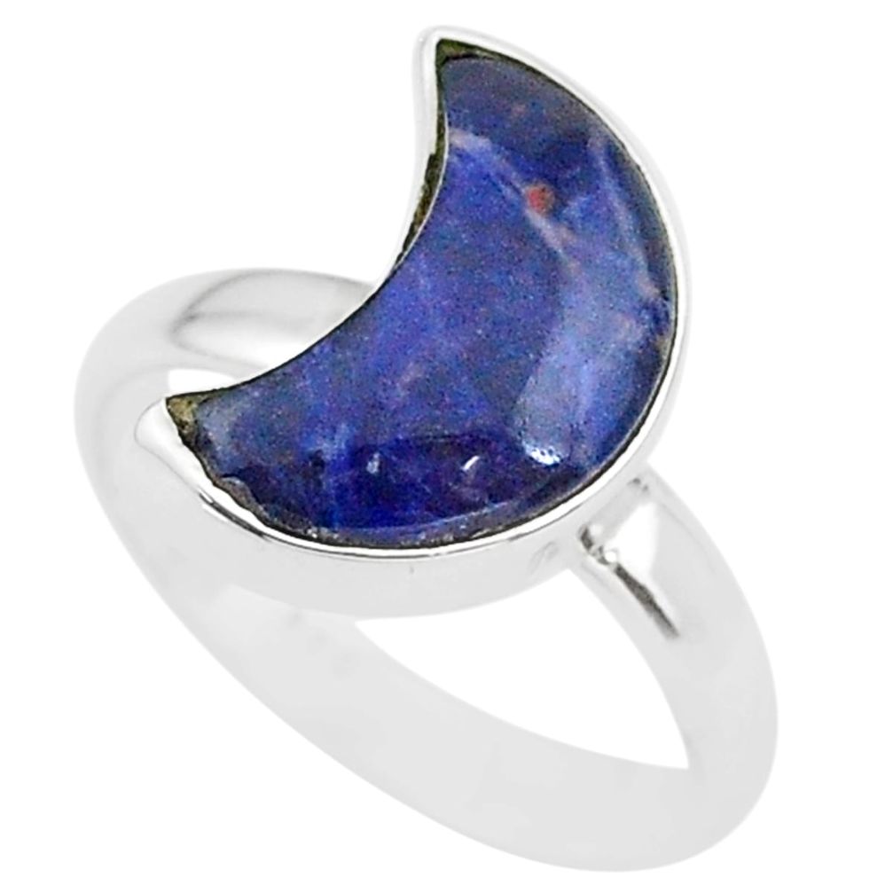 925 sterling silver 4.89cts moon natural orange sodalite ring size 7 t22047