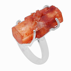925 sterling silver 15.55cts solitaire natural pink aragonite ring size 7 n47619