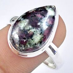 925 sterling silver 9.81cts solitaire natural pink eudialyte ring size 11 u12137