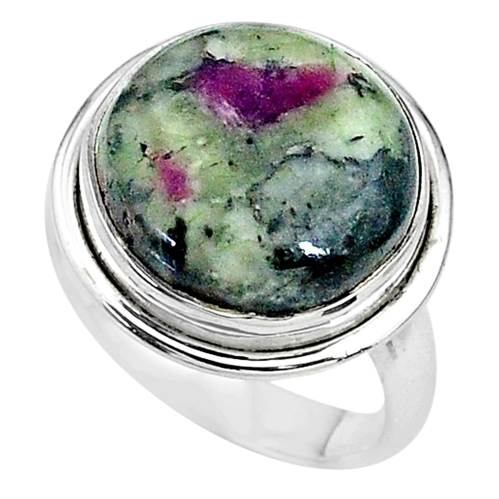 925 sterling silver 13.71cts solitaire natural pink eudialyte ring size 8 t10346