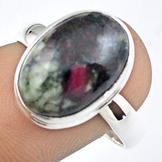 925 sterling silver 6.84cts solitaire natural pink eudialyte ring size 9 u12108