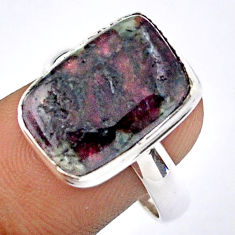 925 sterling silver 8.80cts solitaire natural pink eudialyte ring size 9 u12113