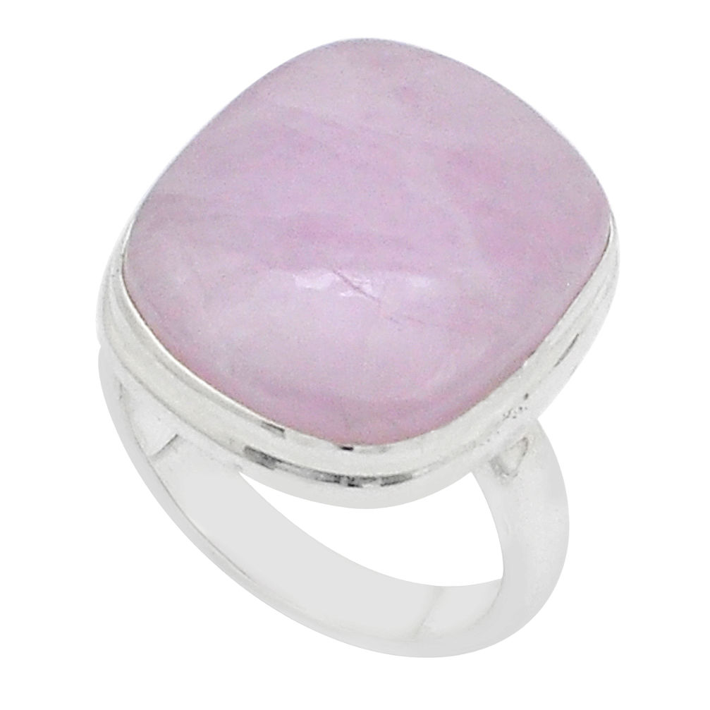 925 sterling silver 12.46cts solitaire natural pink kunzite ring size 6 u73978