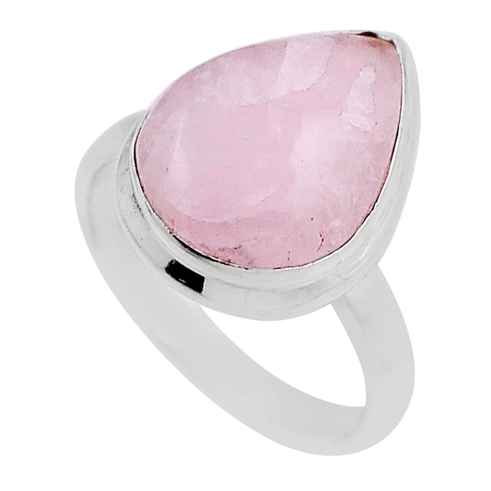 925 sterling silver 8.09cts solitaire natural pink kunzite ring size 7 n27447