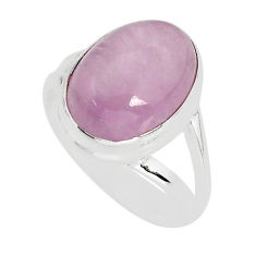 925 sterling silver 6.11cts solitaire natural pink kunzite ring size 6.5 y75107