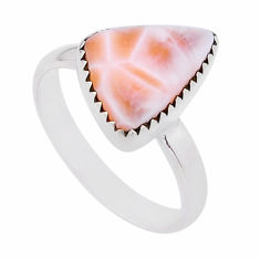 925 sterling silver 5.24cts solitaire natural pink natrolite ring size 10 n53216
