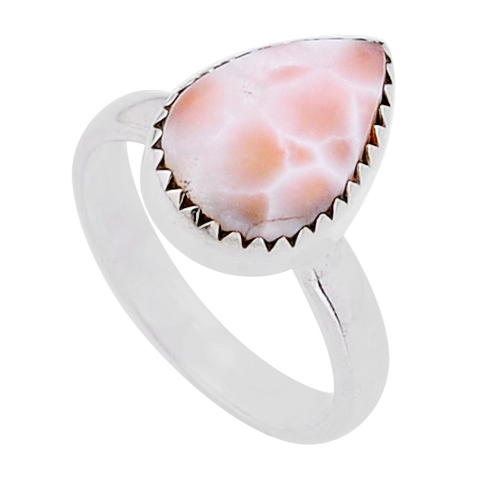 925 sterling silver 4.96cts solitaire natural pink natrolite ring size 7 n53212