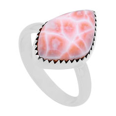 925 sterling silver 6.95cts solitaire natural pink natrolite ring size 8 n53188