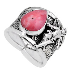 925 sterling silver 4.71cts solitaire natural pink opal angel ring size 7 n26142