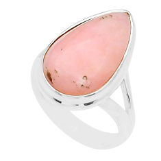 925 sterling silver 7.04cts solitaire natural pink opal pear ring size 7 u67152
